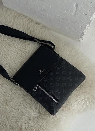 Чоловіча сумка месенджер louis vuitton через плече чорний класичний луї віттон