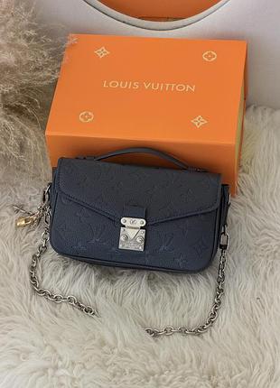 Женская сумка луи витон темно синий мини на плече louis vuitton pochette metis east west