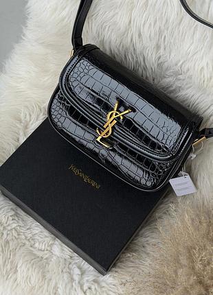 Жіноча сумка-клатч yves saint laurent solferino medium leather shoulder bag ysl чорний рептилія ів сен лоран