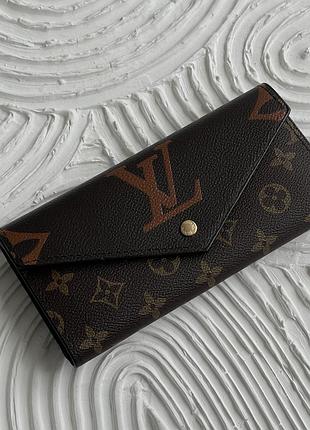 Жіночий гаманець louis vuitton чорний + коричневий монограм подвійний на кнопці луї віттон