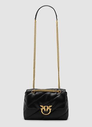 💎 pinko big love bag puff maxi quilt black/gold 27 х 19 х 10 см