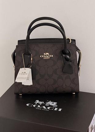 Женская сумка coach andrea carryall коричневый через плече коуч