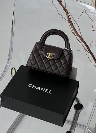 Сумка жіноча chanel kelly bag premium шоколадний клатч шанель