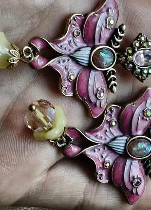Шикарные серьги махаон с маркировкой boucheron, бабочка, прекрасная детализация, люкс качество, орал, запечённая эмаль