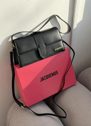 Сумка жіноча jacquemus le grand bambino чорний на два ремені жакмюс
