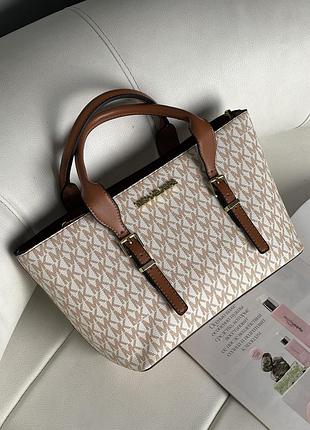 Сумка жіноча michael kors moore small tote bag молочний майкл корс крос боді