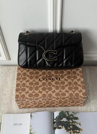Женская сумка coach tabby shoulder bag 26 мат черный через плече коуч табби