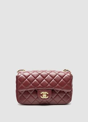 💎 chanel classic 1.55 small single flap in burgundy/gold 21 х 13 х 6.5 см