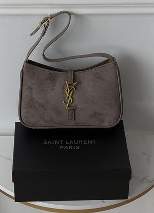 Жіноча сумка yves saint laurent le 5 a 7 ysl сірий замшевий ів сен лоран