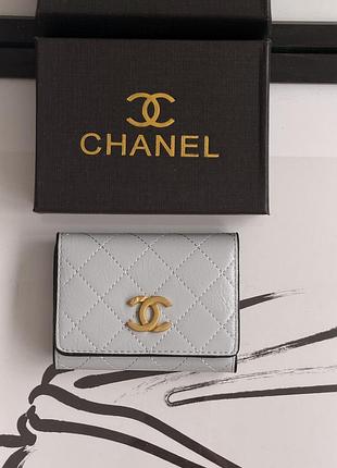 Гаманець жіночий chanel mini світло-сірий з коробкою шанель