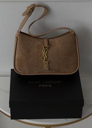 Жіноча сумка yves saint laurent le 5 a 7 ysl бежевий замшевий ів сен лоран