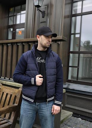 👕 moncler padded cotton cardigan navy blue m