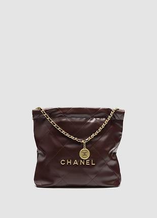 💎 chanel 22 handbag burgundy quilted calfskin with gold hardware 35 х 30 х 7 см