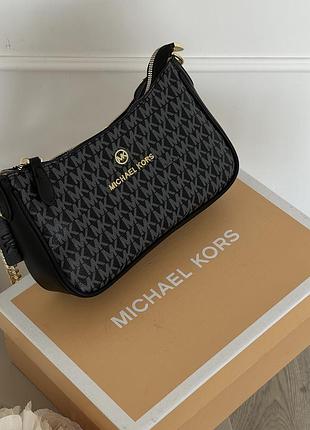 Сумка женская michael kors jet set charm черный на широком ремне майкл корс