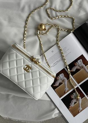 Сумка жіноча клатч chanel classic lambskin pearl crush vanity bag premium чорний класичний шанель