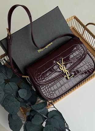 Жіноча сумка-клатч yves saint laurent solferino medium leather shoulder bag ysl бургунді рептия ів сен лоран