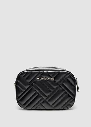 💎 michael kors jet set charm small quilted camera crossbody bag black 21 х 14 х 9 см