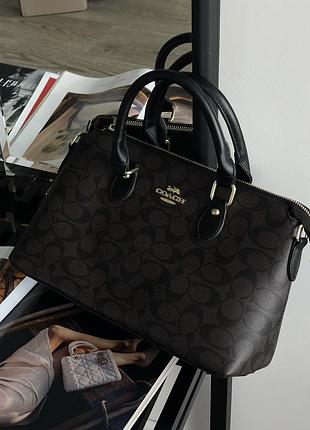 Женская сумка coach georgia satchel bag через плечо коричневый коуч