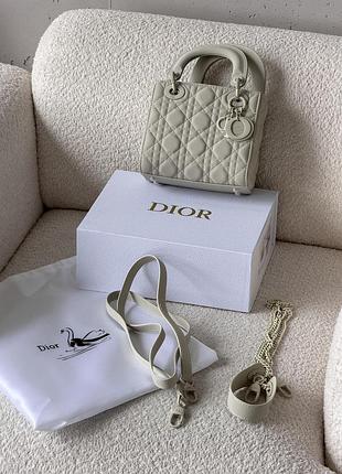 Сумка жіноча christian dior lady my abcbag через плечі молочний/сірий матовий small діор (premium)