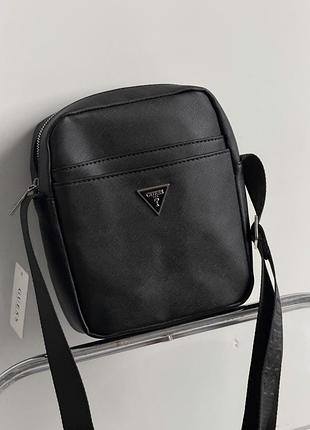 Чоловіча сумка месенджер guess через плече чорний гес