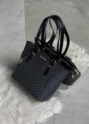 Сумка жіноча майкл корс шопер чорний michael kors charlotte top zip tote shoulder bag шопер