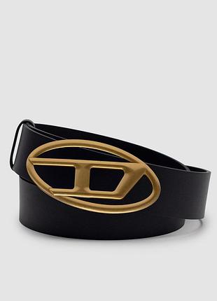 💫 diesel slim glittery belt with oval d buckle gold 100 х 3.7 см