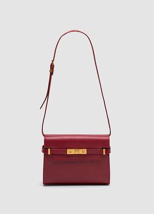 💎 saint laurent manhattan medium leather shoulder bag burgundy 24 х 18 х 6 см