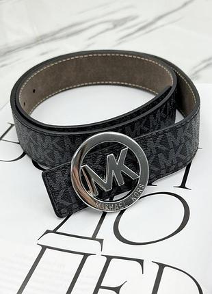Ремень унисекс пояс michael kors черный серебро мишель корс