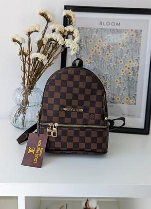 Рюкзак louis vuitton коричневый в клетку с коричневыми ручками мини луи виттон рюкзак женский