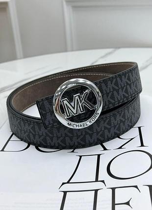 Ремень унисекс пояс michael kors черный серебро мишель корс