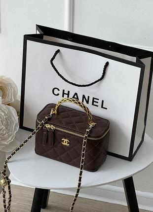 Сумка жіноча клатч chanel класична lambskin шоколадний шанель