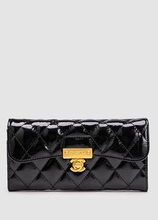 💵 chanel black patent leather wallet black 19 х 10 х 2 см