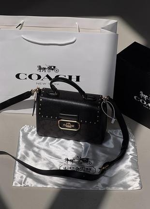 Сумка женская coach morgan top handle satchel premium через плече шоколадный коуч