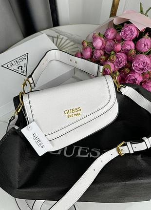 Женская сумка седло guess est 1981 белый гесс