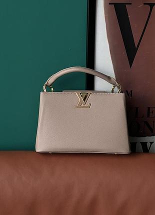 Жіноча сумка louis vuitton capucines через плече луї віттон бежевий класичний