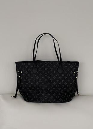 Сумка женская louis vuitton neverfull черный классический шопер луи виттон