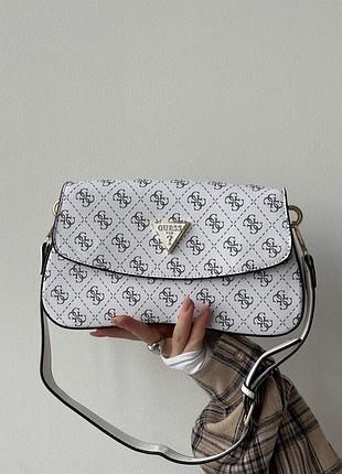 Сумка женская guess багет белый гесс