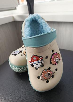 Дитячі крокси з утепленням,сабо щенячий патруль,paw patrol,crocs
