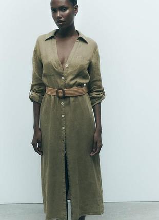 Лляна сукня сорочка максі від zara