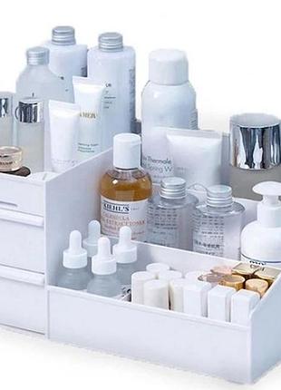 Настільний органайзер/підставка для косметики з висувними ящиками cosmetics organizer, білий