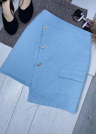 Літня спідниця boohoo xl коротка спідниця ніжно блакитна спідниця твідова з накладною кишенею