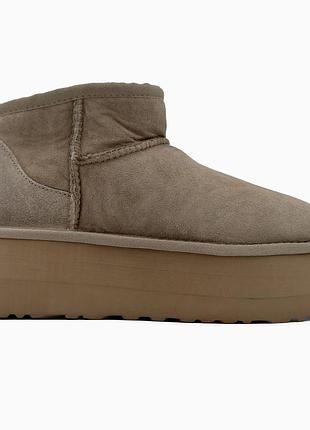 Кроссовки мужские, кроссовки женские, 1в1 люкс качество, кожа, ugg classic ultra mini platform xl khaki, sky-ugg-0094