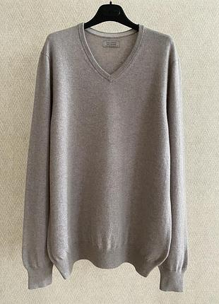 Чоловічий кашеміровий светр falconeri 100% cashmere, бежево-сірий меланж, xxl
