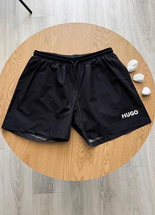Плавальні шорти hugo чорні/білі чоловічі/підліткові плавки
