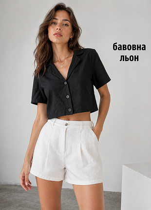 Короткий легкий жакет з бавовни та льону р.xs
