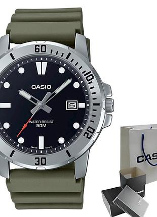 Чоловічі кварцові наручні годинники casio mtp-vd01-3e, мінеральне скло, wr 50