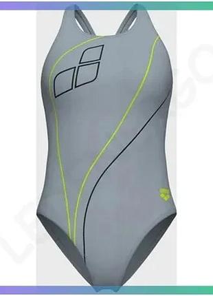 Купальник arena trail swimsuit v back сірий для жінок 38 для плавання закритий купальний костюм sku_009022-520