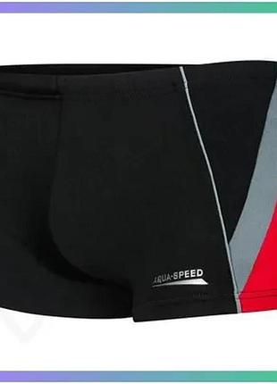 Плавки-боксеры aqua speed diego 4538 черные серые красные для плавания детей с внутренним шнурком sku_392-136