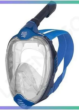 Полнофасционная маска aqua speed veifa zx для дайвинга синяя s/m с системой ultra dry и широким полем sku_554-01