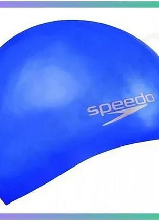Шапка для плавания speedo silc moud силиконовая унисекс синяя для защиты волос от хлора sku_8-709842610